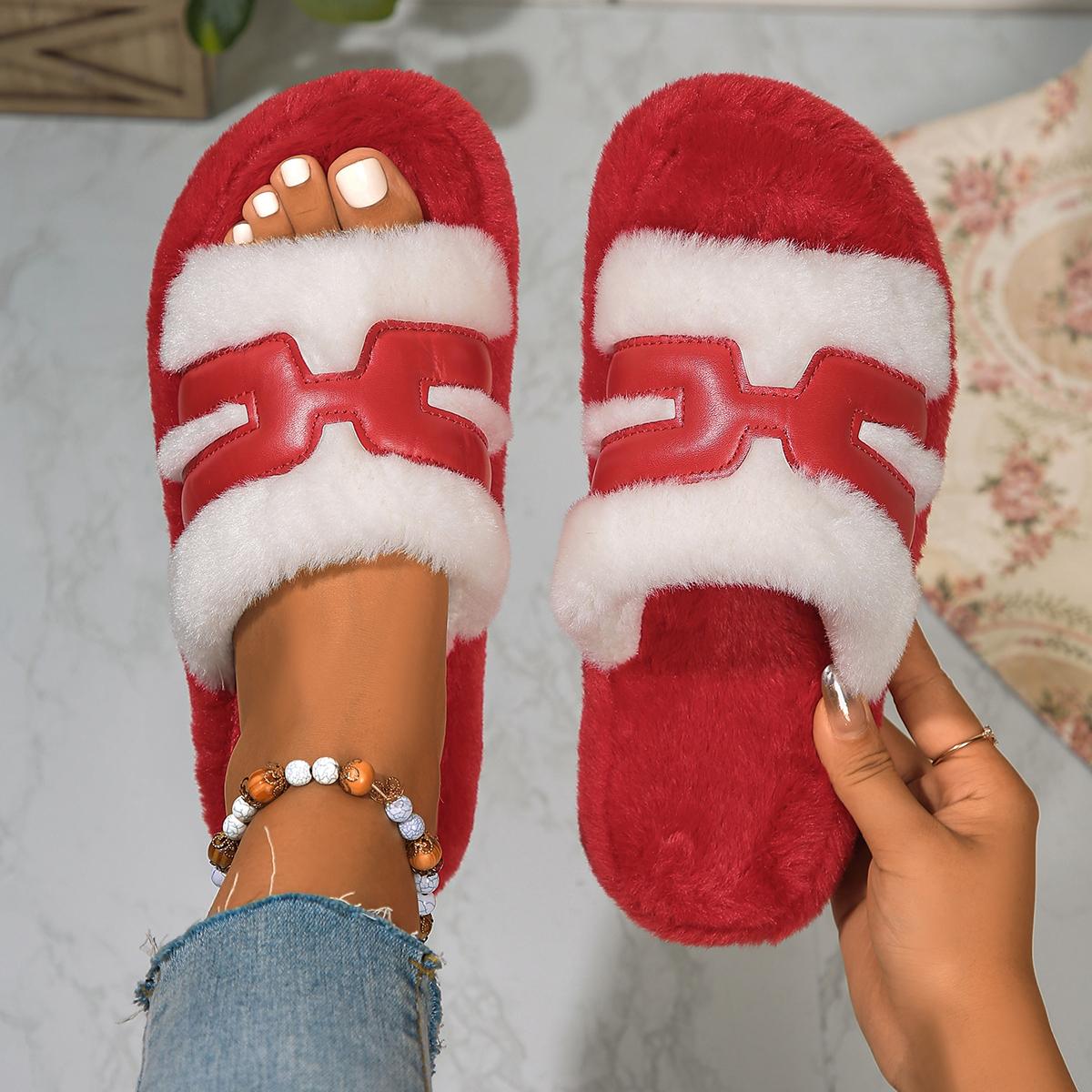 

Fashion Women Slippers Autumn Winter New Trendy Furry Slippers Home Comfortable Outdoor Casual Cotton Shoes for Women Slides Women 36-37
