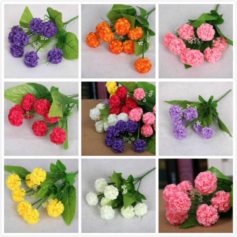 Silk Flowers 8 Heads Artificial Hydrangea Bouquet For Bridal Arrangements**