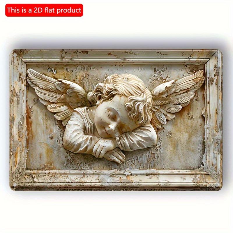 2d Flat 20*20cm, Angel Baby, Wooden Logo Fun Vintage Close Wooden Logo, Home Decoration, Wooden Logo Poster Holiday Gifts, for Home, Kitchen, Garden