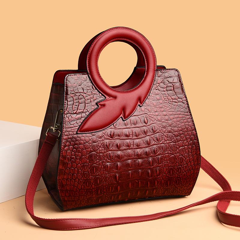 Women's Handbag Fashionable Round Handle Women's Shoulder Bag Crocodile Leather Pattern Luxury Crossbody Bag Women