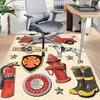 1PC Firefighter Firetruck Non-Slip Floor Carpet Compatible for Office&Living Room&Bedroom&Dining room - Flat- Soft & Pattern, Vibrant Colors-W227