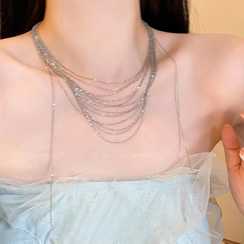 Color dopamine pearl love necklace female niche design temperament versatile bow collarbone chain beaded neck chain