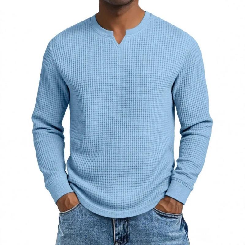 Herren S Slim Fit Langarm V-Ausschnitt Lässiges Basic Top Übergröße