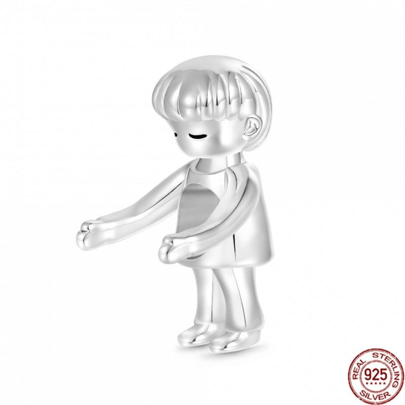 Het försäljning S925 Sterlingsilver Pojke- Flicka-Tonåring & Prinsesskrona Prins Hängberlock Smycken Pärlor Passar Original Armband