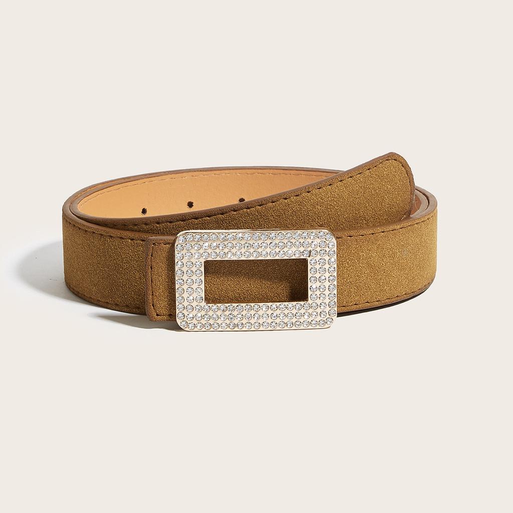 

Retro Melard Matte Fabric Belt With Square Snap Button For Women And Men Fashion Accessory коричневый