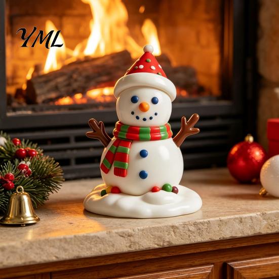 Exquisite Resin Craft for Shelf Christmas Figurine, Cute Clay Style Santa Snowman Gingerbread Man Unique Holiday Party Photo Props Statue, Festive