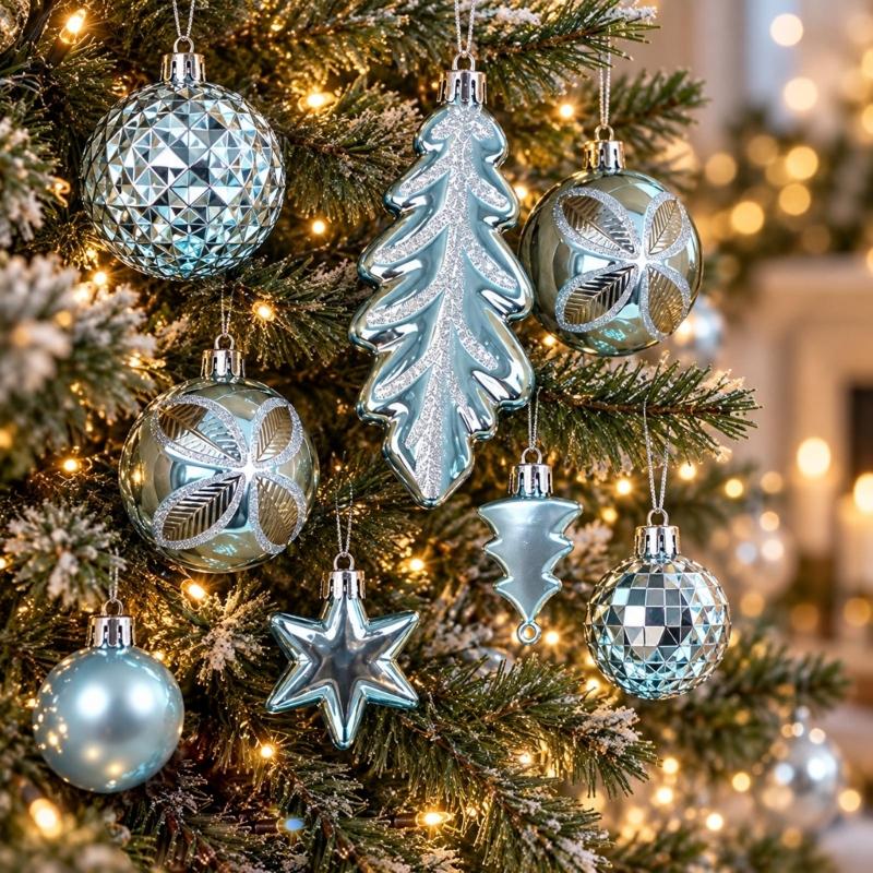 Feiertags-Kugel-Sortiment, 40-teilige Sammlung mit gemischten Oberflächen für Weihnachtsbaum, Kaminsims, Fensterbank und Veranda-Dekorationen