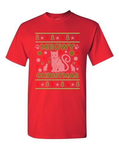 Meowy Meow Cat Kitten Animals Pet Xmas Ugly Christmas DT Adult T-Shirt Tee Unisex T-Shirt L