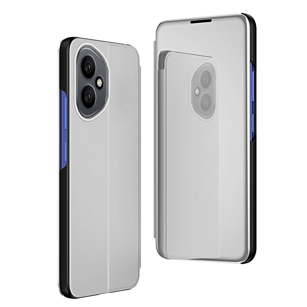 

Для Honor 400 5G (Глобальный) Чехол-книжка из кожи с окошком для просмотра и подставкой Silver