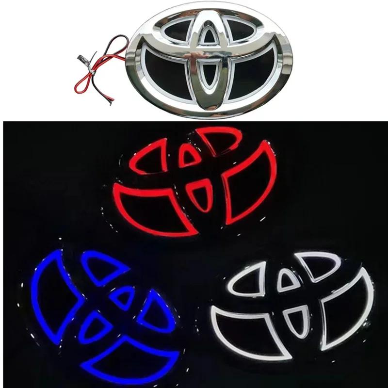 Emblema de Carro Iluminado por LED 5D – Logo para Grade Frontal e Porta-malas para Toyota Camry/Highlander/Yaris/Land Cruiser/Avalon – Kit de Iluminação