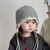 Windproof Kids Warm Hat Soft Knitted Lace Cap Sweetness Warmer Beanie Cap  Girls