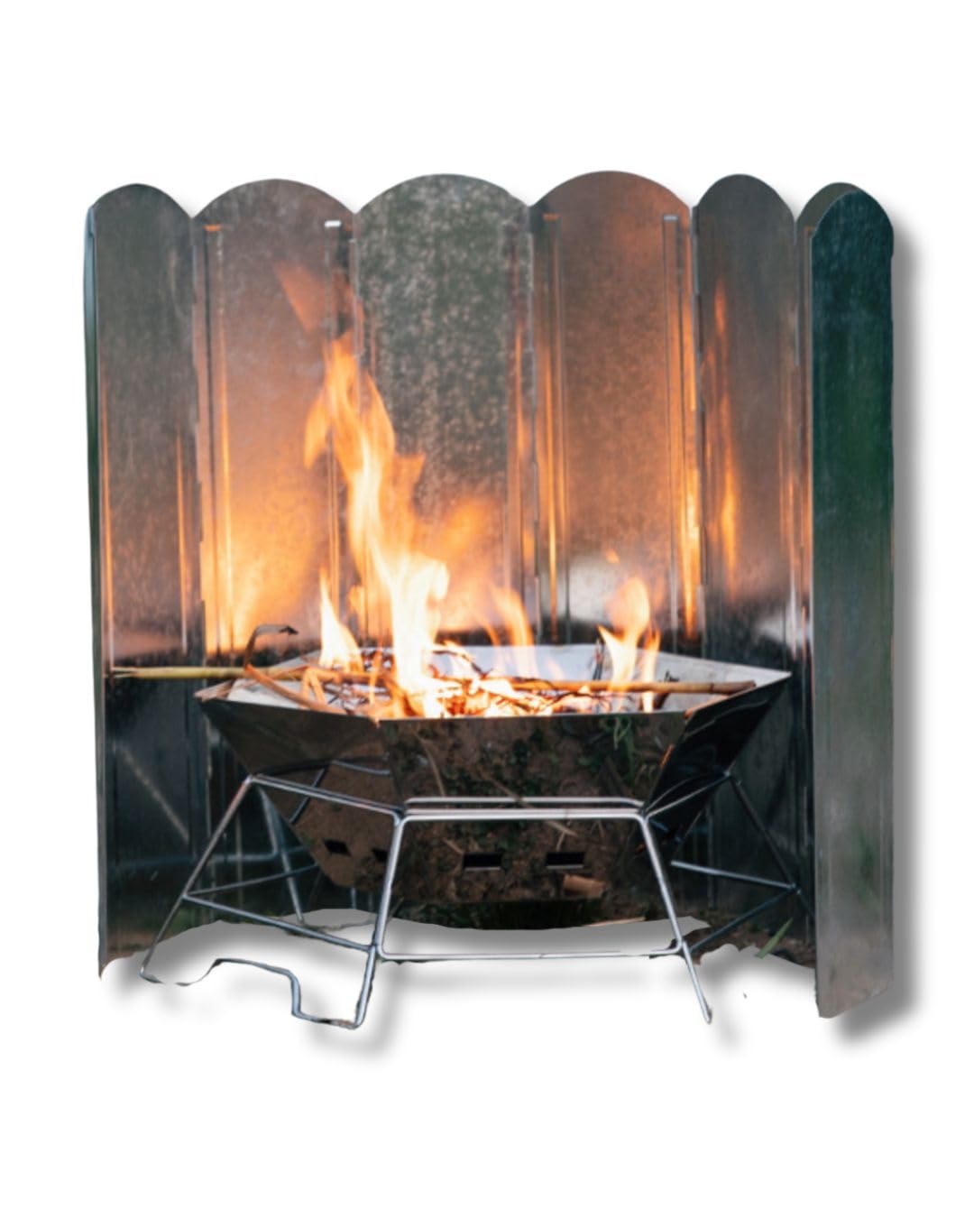 

GrowGem Silver Camping Reflector Windscreen for Bonfires, Floor-Standing, 60cm x 119cm, 8 Panels