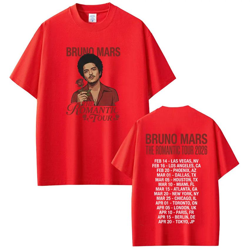 Rapper Bruno Mars The RoUnisextic 2026 Tour Print Tshirt Unisex Women Vintage Tshirt Short Sleeve Casual Cotton Hiphop Tshirts