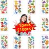 10Pcspack Cartoon Dinosaur Tattoos Stickers Cute Birthday Party Temporary Tatt-Oos Sticker Funny Christmas Gift Toy