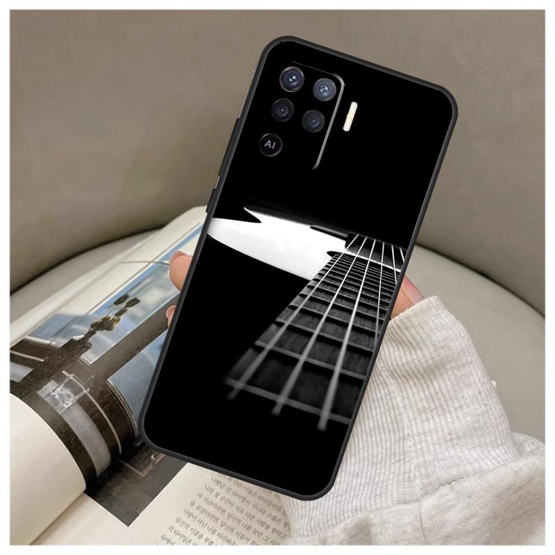 Vintage Music Guitars Case For Oppo A17 A57 A77 A40 A78 A54 A74 A94 A76 A16 A96 A18 A60 A80 A38 A58 A98 A15 A5 Pro
