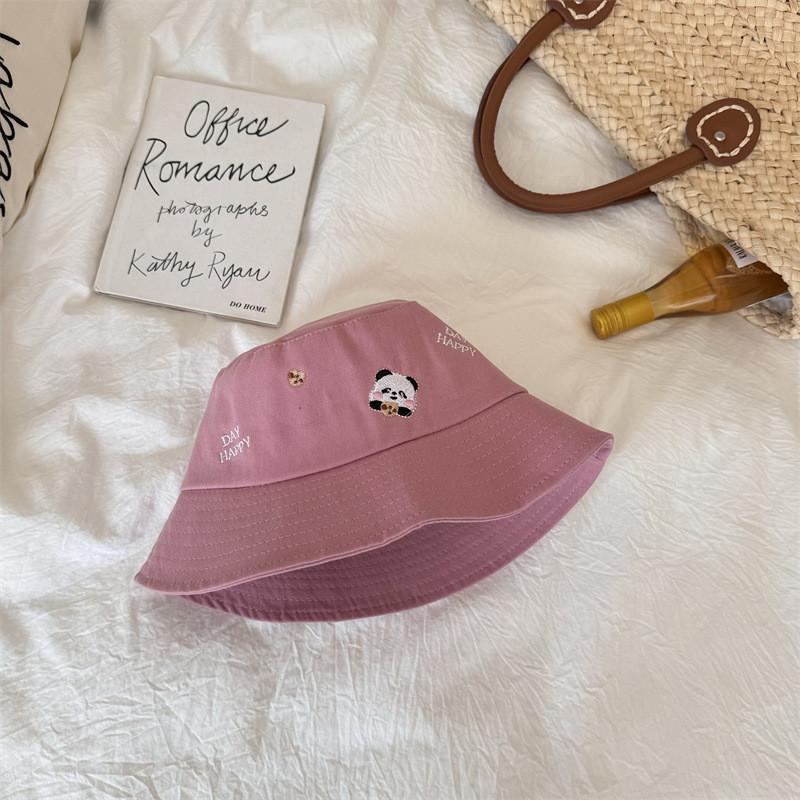 Cute Bear Embroidered Fisherman Hat For Women Summer Sun Protection Hat Casual Bucket Hat Men
