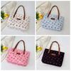 Korean Style Cherry Printed Tote Bag Large Capacity Lightweight Patterned Canvas Handbag Solid Color Trendy Women Shoulder Bag