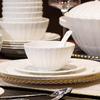 KANGMO 61-Piece Embossed White Dinnerware Set for 12