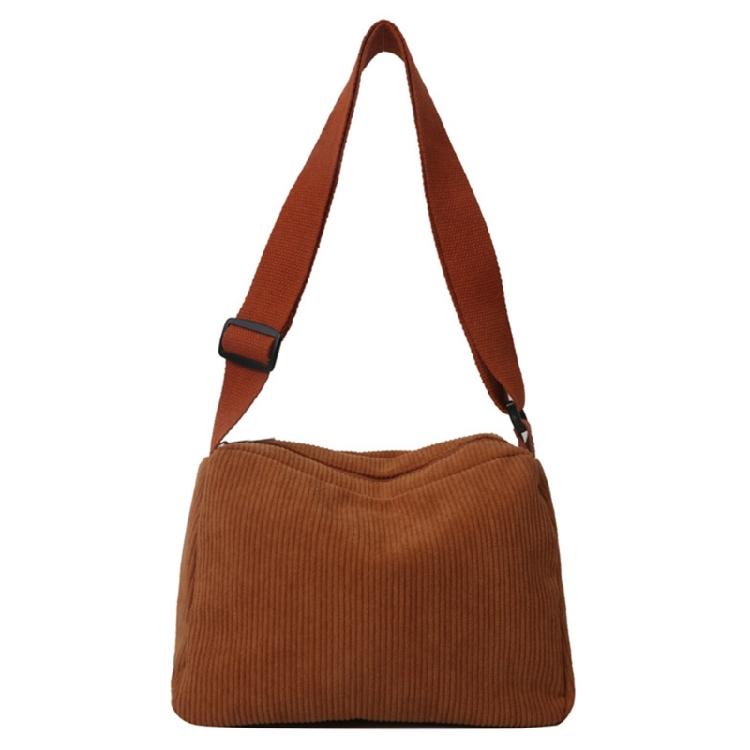 Contemporary Corduroy Sling Bag for Ladies Versatile Shoulder Bags with Zipper