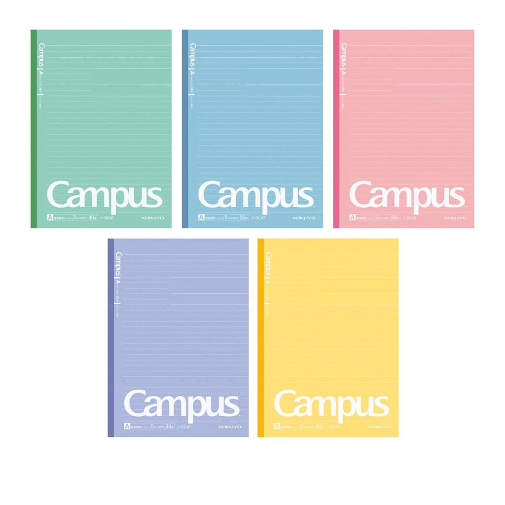 Kokuyo Campus Dotted of Each 30 3CATNX5 Notebook, Ruled, 5-Pack Color, B5, A-Ruled, Sheets, No.