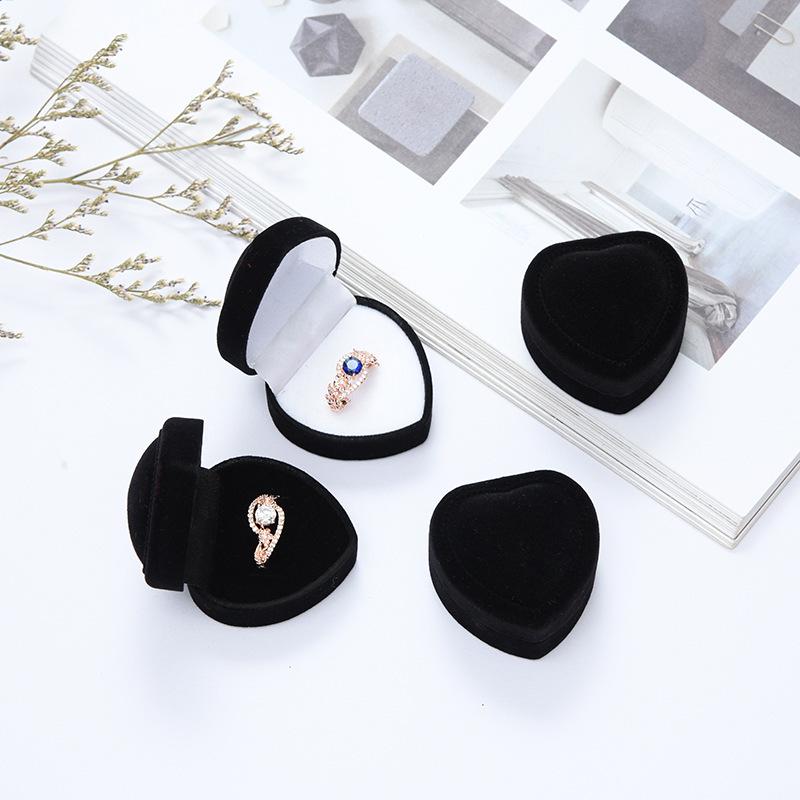 Flocked Cloth Heart-Shaped Jewelry Box for Rings and Earrings