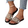 European and American sandals women summer wear new fashion embroidery letter embroidery home big leisure flat bottom one-word slippers foreign trade