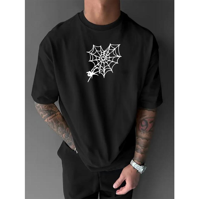 European sizes Men S Trendy Design, Trendy Drop Shoulder Print Geometric Print Trendy Men S Summer Solid Color Top T-Shirt S чёрный