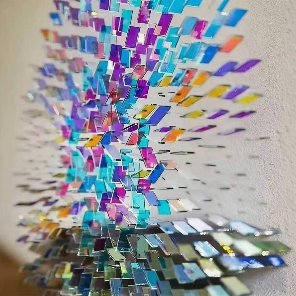 50Pcs Mini Radiant Acrylic Sheets Square Iridescent Acrylic Holographic Acrylic Home Decoration