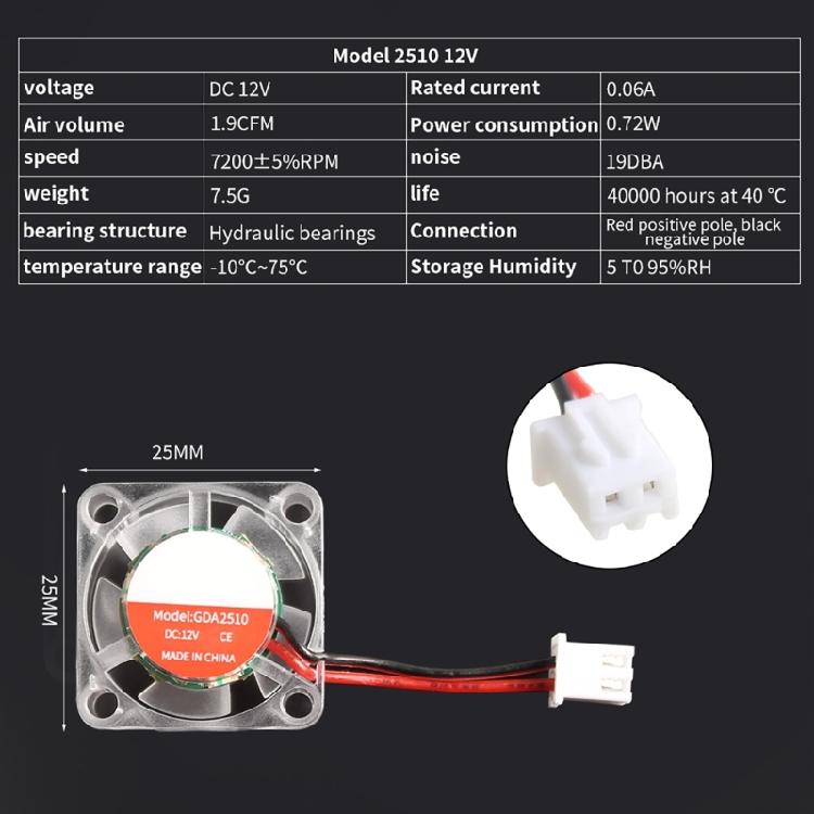 3D Printer Part Hotend Part Upgraded Hydraulic Cooling Fan 2510 3010 4010 12V/24V XH2.54 Coolers Radiator for 3D Printer