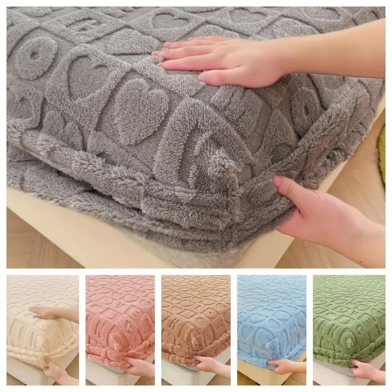 New Luxury Winter Fitted Sheet with Extra Fluff, Bed Cover Protector, Full Wrap Fitted Sheet, Non-Slip Grip, Comfort, Thick & Soft, Machine Washable