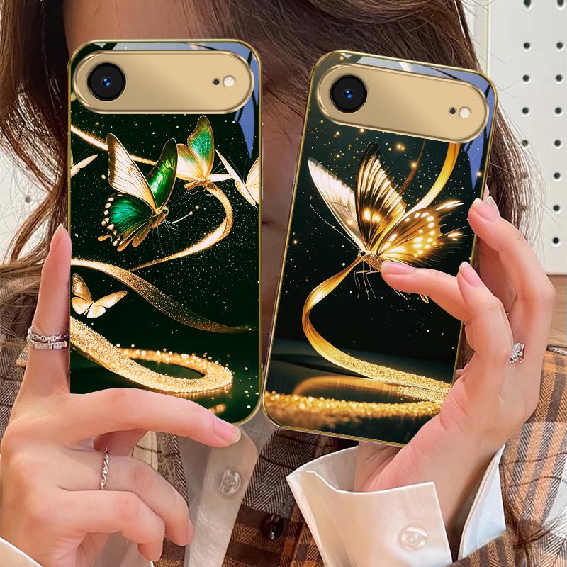 Winding Golden Light For IPhone 17Pro Max 16 17 Pro 15 Pro 14 13 Plus 12 Mini 11Pro Max XR 16E 17Air Golden Glass Phone Case