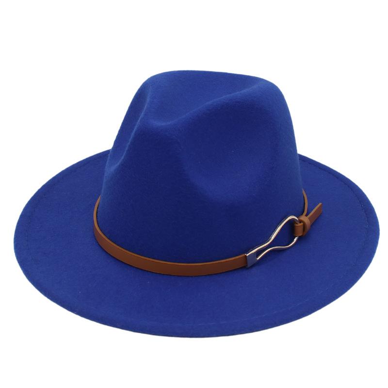 Foreign Trade Elegant Felt Hat Belt Buckle Top Hat Modified Face Jazz Hat British Dance Performance Woolen Hat Literature And Art