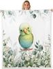 Cute Parrot Blanket Soft Fleece Throw Bird Lover Gift Kids Room Decor Floral Design Home Decoration