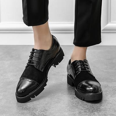 Moda sapatos masculinos de couro com sola grossa, elegantes, estilo britânico, para festa de casamento, uso diário, lazer ao ar livre, sapatos de altura para negócios