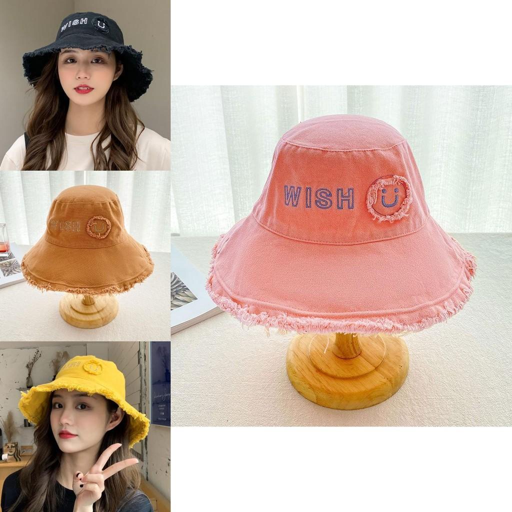 Fashionable Summer Women's Sun Hat With Large Brim And Smiley Face Embroidery For Sun Protection