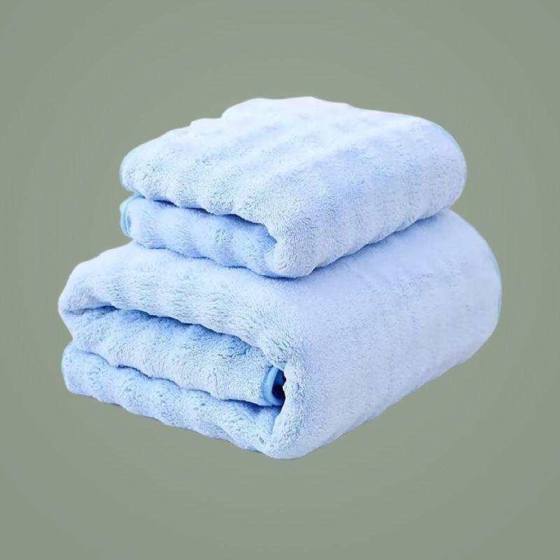 

Полотенце Bubble из кораллового флиса, впитывающее воду, утолщенное, для мытья лица, комплект полотенец для ванной для взрослых 34 * 75Cm towel светло-синий