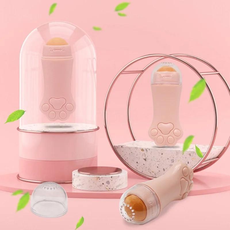 1pc Cat Paw Volcanic Stone Oil Absorber Facial Oil Washable Removing Makeup Tool  Face Oil Absorbing Roller Skin Care Tools Pink