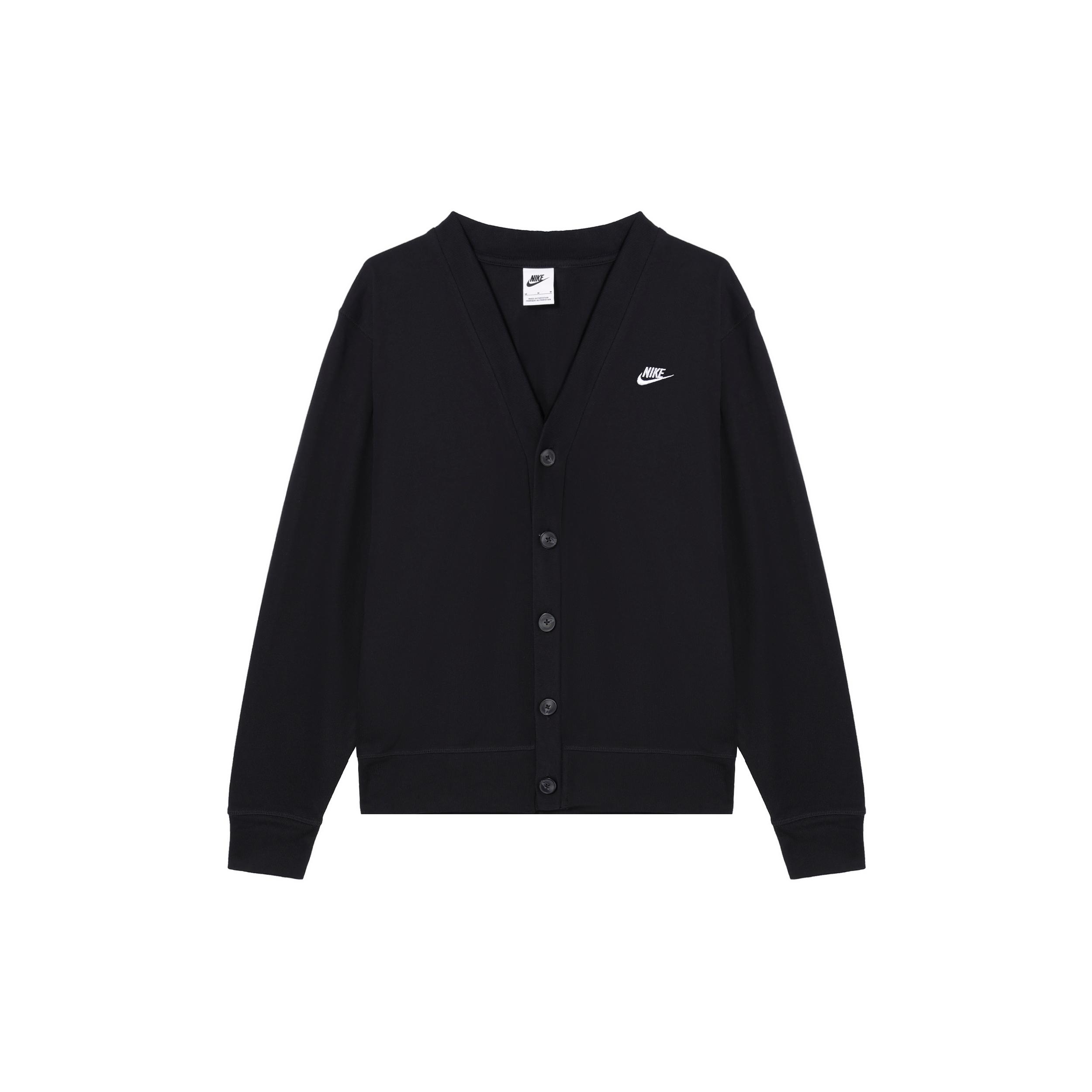 Nike Club Knitwear Men s Black V neck Moderate Cardigan FN3899-010 S