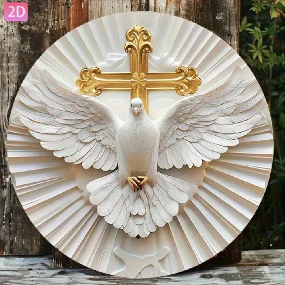 Metal Wall Sign Dove Cross Garden Kitchen Bar Garage Decor