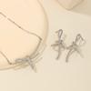Delicate Bowknot Pendant Necklace and Earrings Combo Graceful Women's Neckchain and Ear Studs Jewelry Set Collection