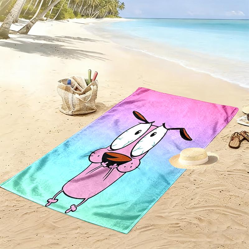 1pc Courage the Cowardly Dog Beach Towel, Multi-functional Beach Towel for Outdoor Activities Beach Swimming and Travel