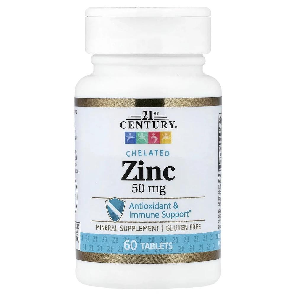 Century 21st Zinc Citric Acid 50mg 60 Tablets 2 pcs Monthly Calcium Immunity Growing Children Minerals for the Whole Family 1 pcs