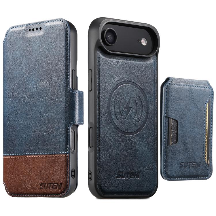 Suteni Q06S3 3-in-1 Splicing Detachable Vertical Flip Wallet MagSafe Leather Phone Case