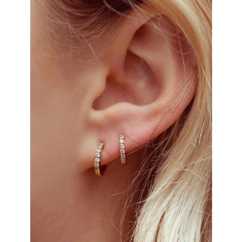 Accessories, Fashion Personality, Simple Geometric Ear Bones, Women, Round Diamond Earrings, Earrings
