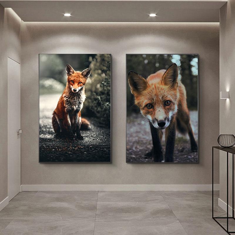 Modern Fox Picturs Animal Canvas Painting Cute Fox Posters and Prints for Kidsroom Living Room Home Decor Wall Art Cuadros