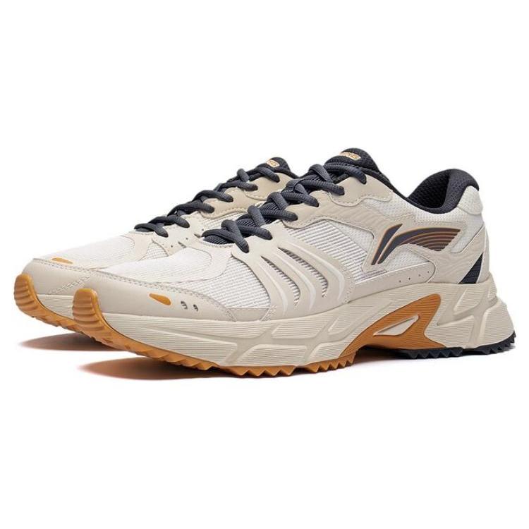 New LiNing Pick Up The Light Durable Breathable Low Top Running Shoes Men's Ecru ARXT005-1