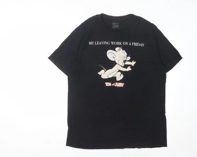 Tom & Jerry Herren Schwarzes Cartoon Grafik T-Shirt L