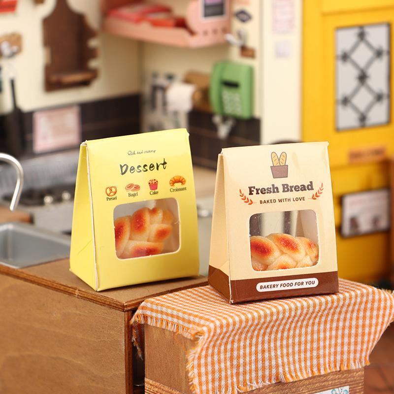 5Set 1:12 Dollhouse Simulation Dessert Bread With Package Box Doll Kitchen Food Decor Toy Dolls House Scene Decor Accessories