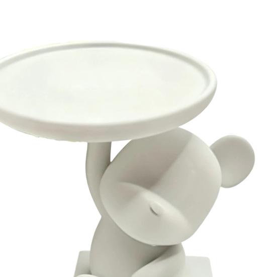 Bear Key Dish Bowl for Entryway Table 3D Printed Cute Bear Statue with Tray Cartoon Animal Figurine Candy Dish for Indoor Home Decor