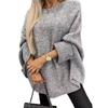 Pull Cape Style Col Rond pour Femme Pull Lâche Coupe Ample Hauts Couleur Unie